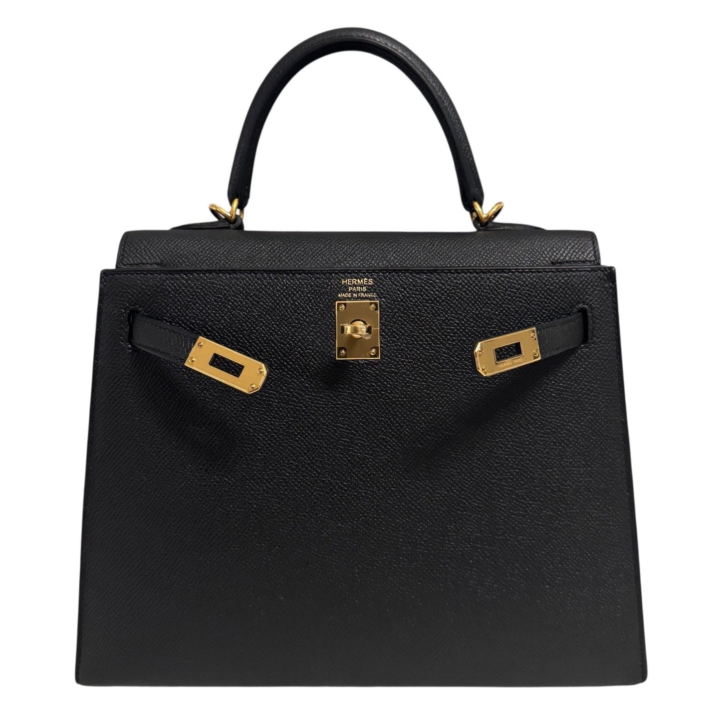 Hermes Kelly 25 Sellier Black Noir Epsom Leather Gold Hardware