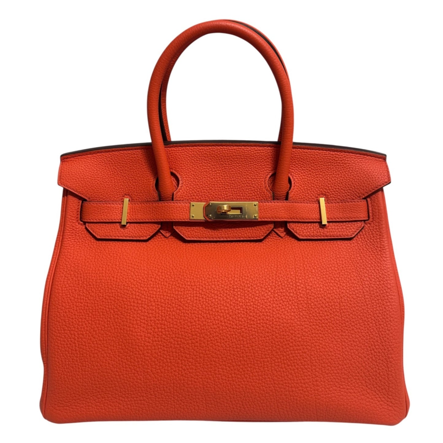 Hermes Birkin 30 Feu Orange Leather Gold Hardware RARE
