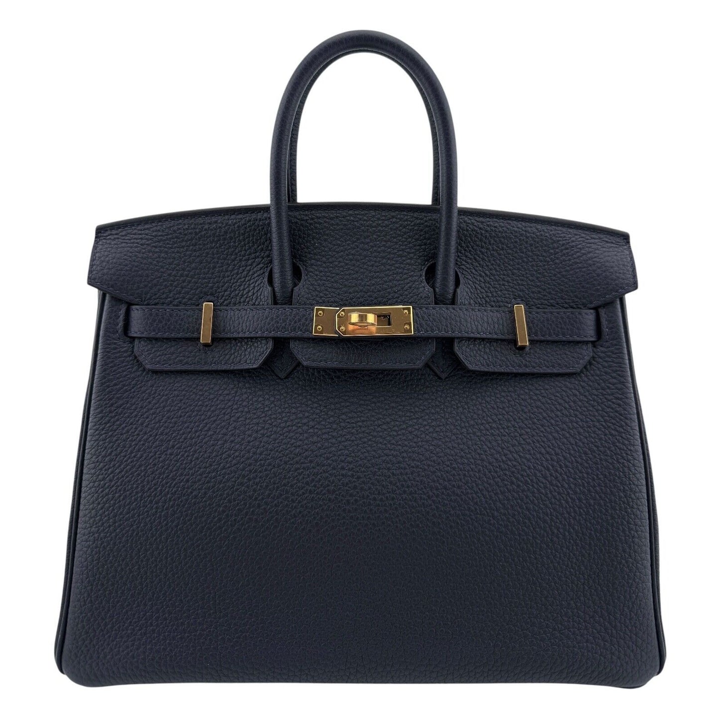 Hermes Birkin 25 Bleu Suit Dark Blue Togo Leather Gold Hardware Handbag