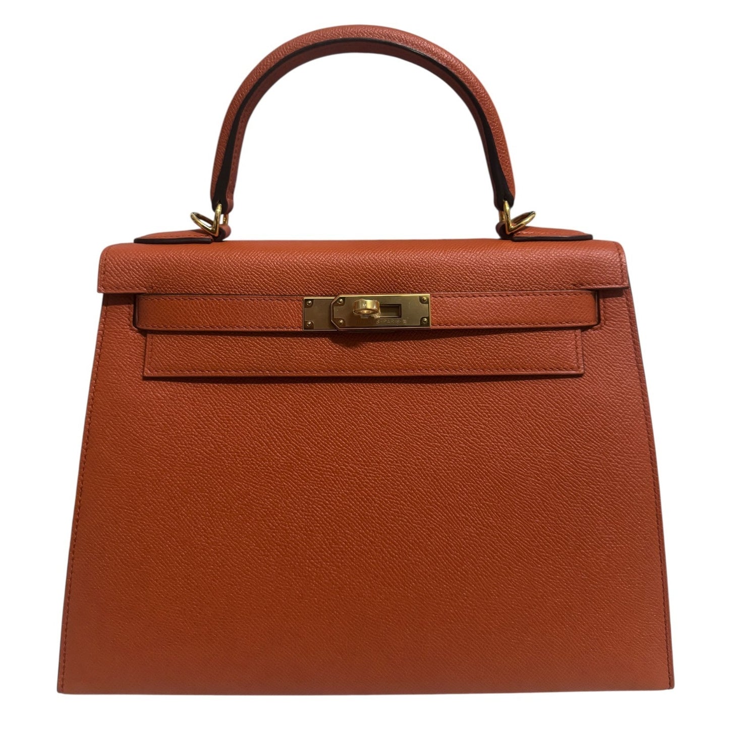 Hermes Kelly 28 Sellier Terre Battue Orange Epsom Leather Gold Hardware