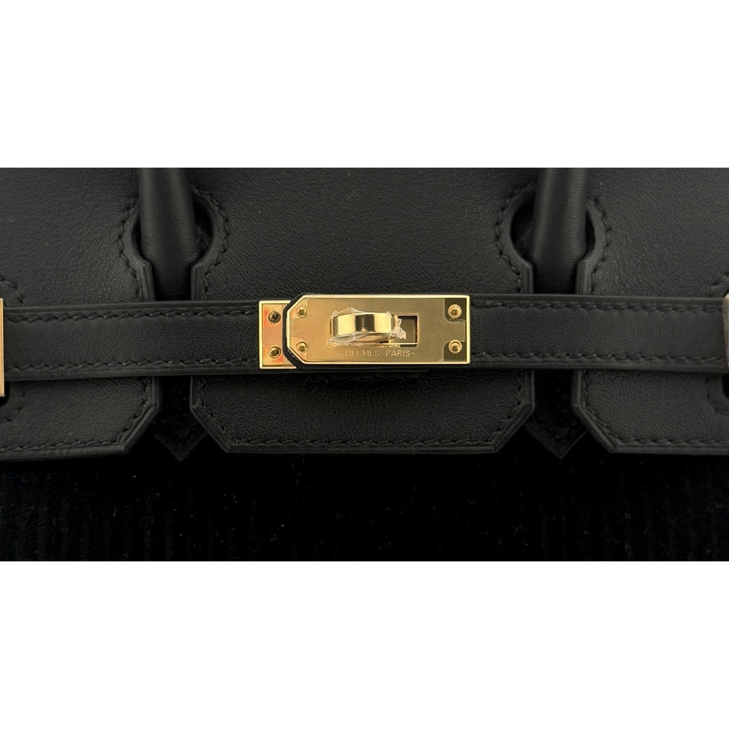 Hermes Birkin 25 Black Cote a Cote Swift Permabrass Hardware Rare