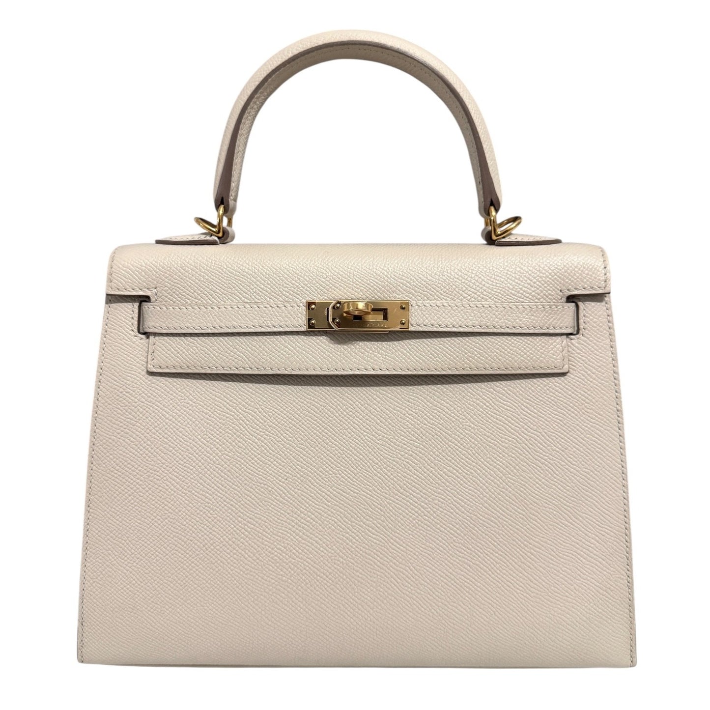 Hermes Kelly 25 Sellier Craie Cream Epsom Leather Gold Hardware