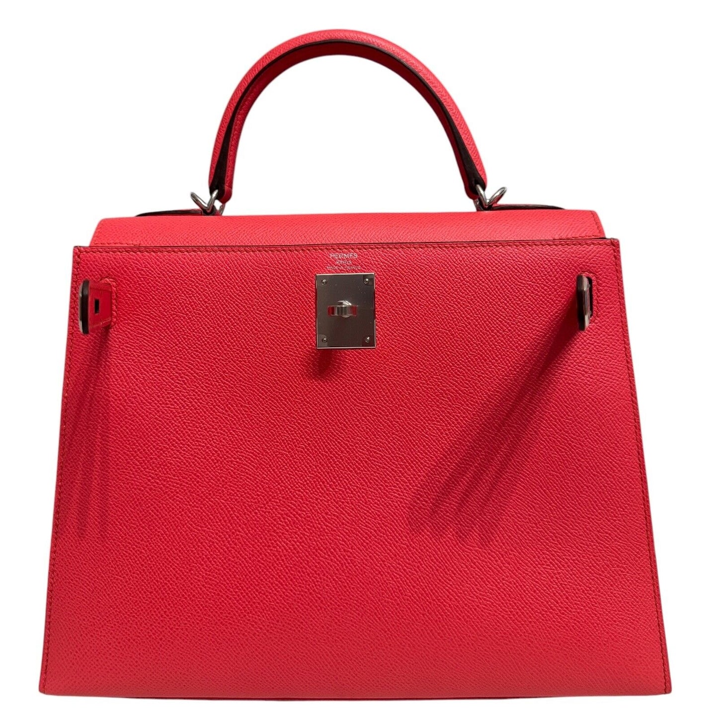 Hermes Kelly 28 Sellier Rose Texas Pink Epsom Leather Palladium Hardware