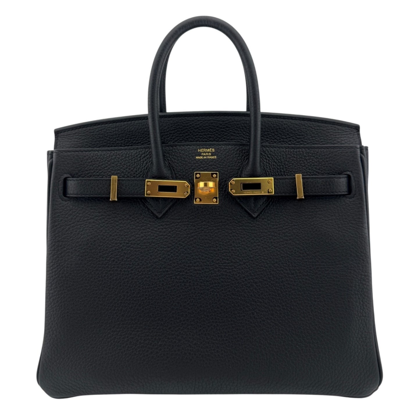 Hermes Birkin 25 Black Noir Togo Leather Gold Hardware Handbag