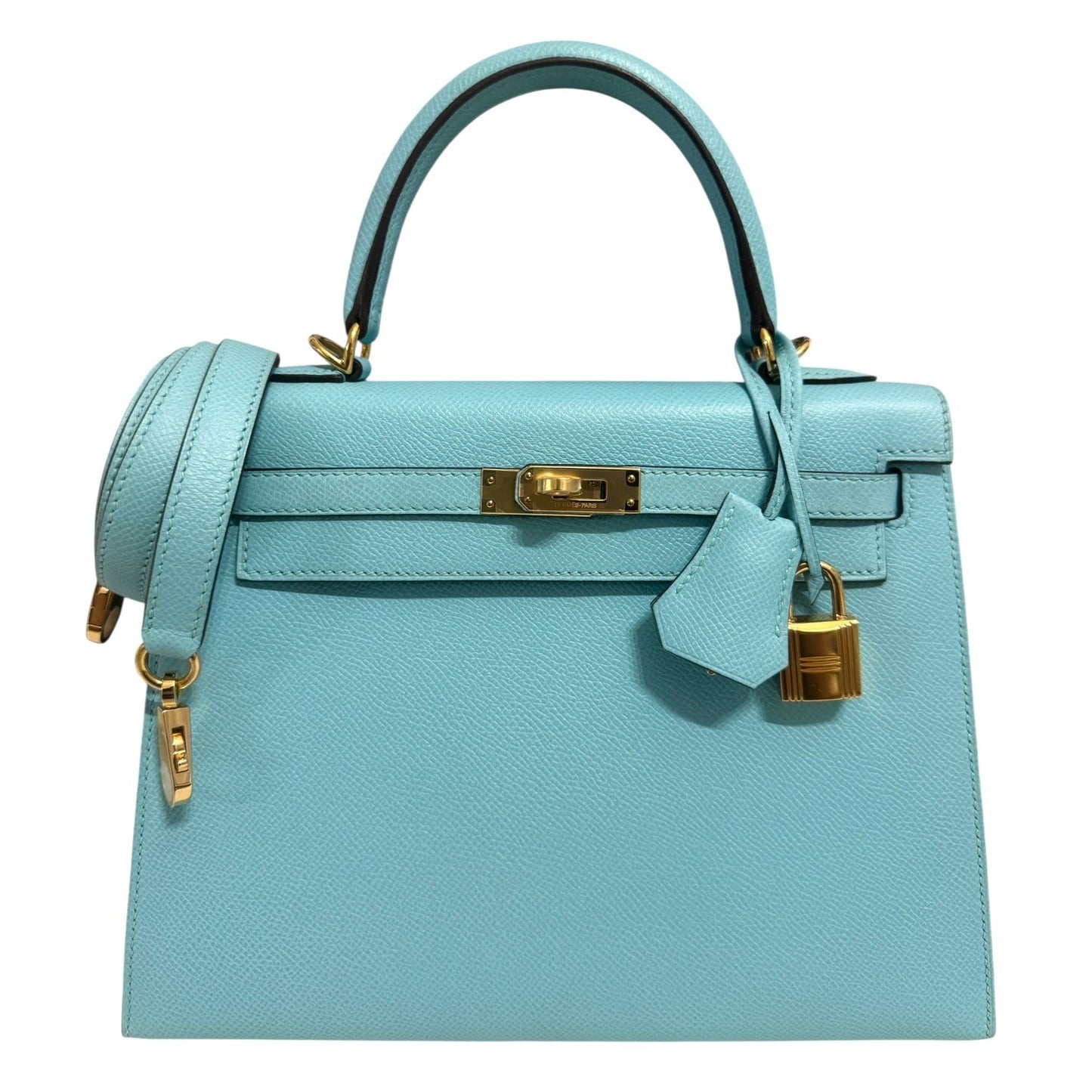Hermes Kelly 25 Sellier Blue Atoll Tiffany Blue Epsom Leather Gold Hardware Rare