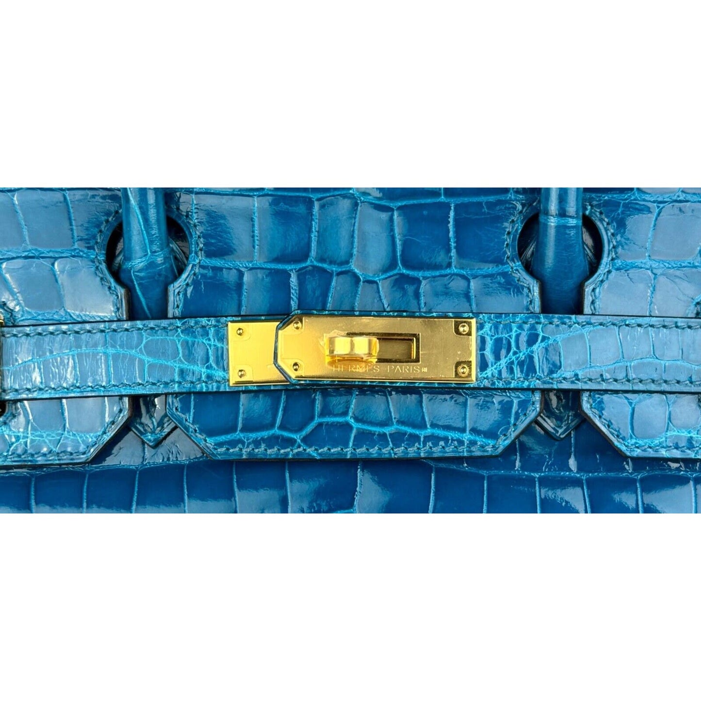 Hermes Birkin 30 Blue Izmir Crocodile Leather Gold Hardware RARE