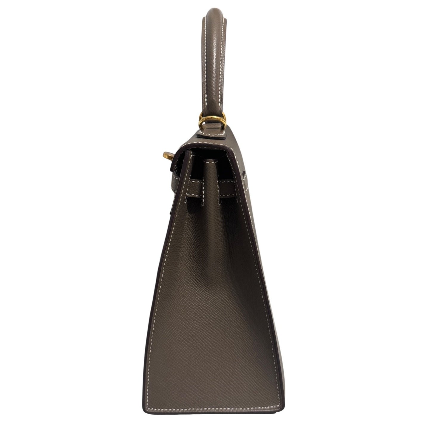 Hermes Kelly 25 Sellier Etoupe Gray Gris Epsom Leather Gold Hardware