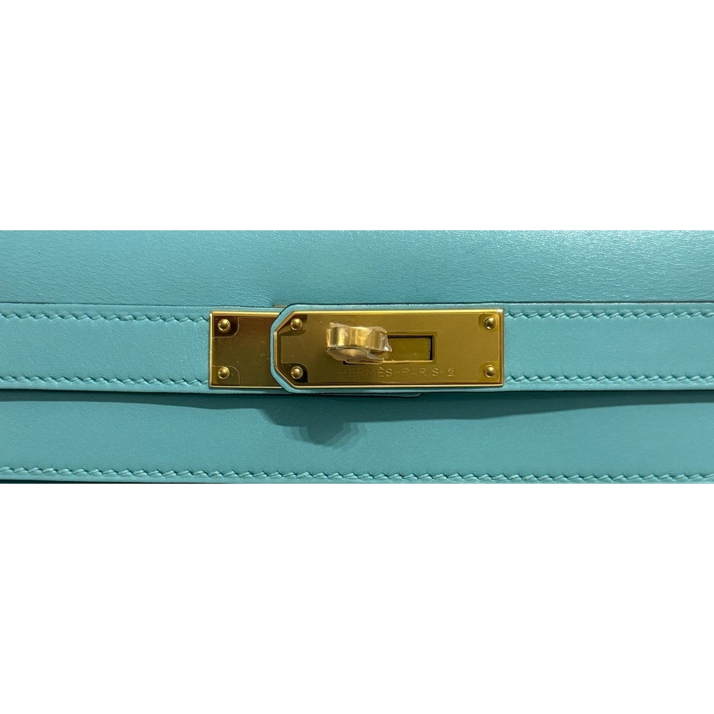 Hermes Kelly 28 Sellier Blue Atoll Tiffany Blue Tadelakt Leather Gold Hardware