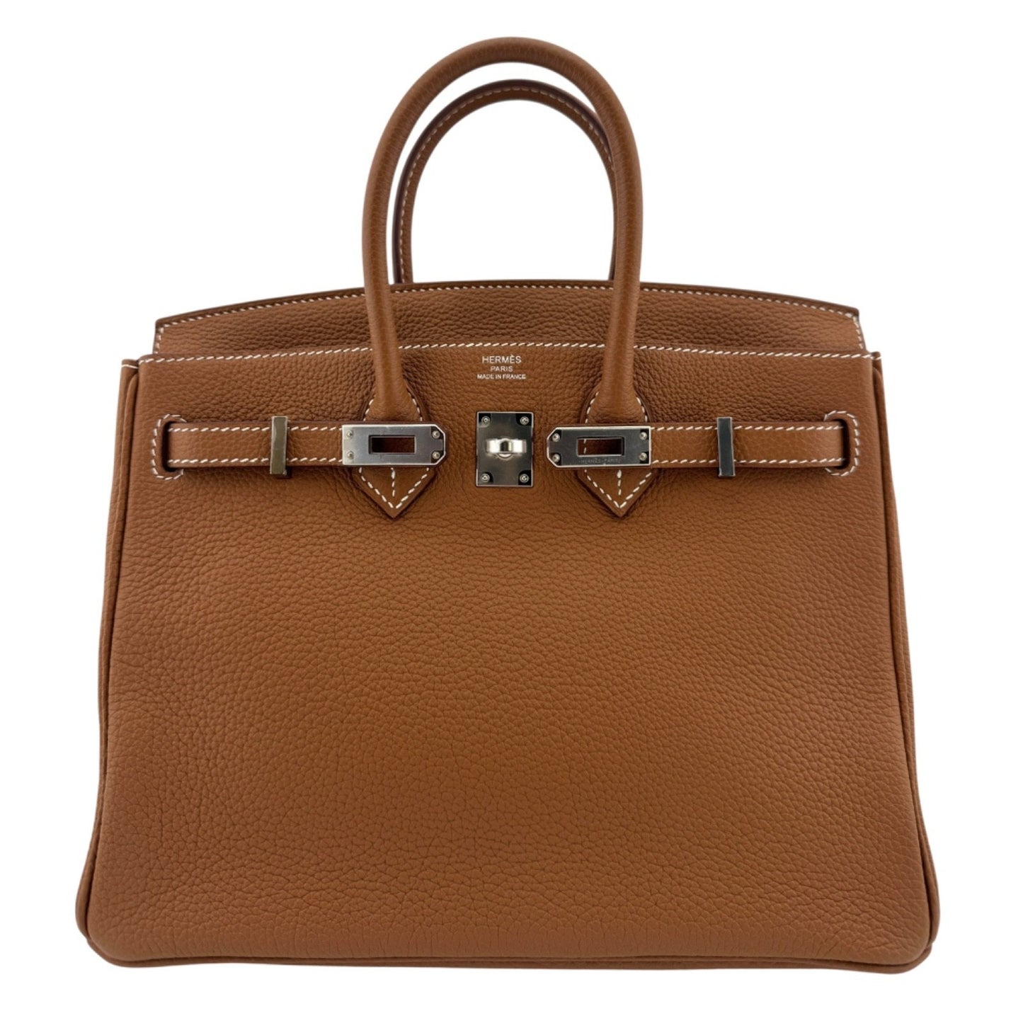 Hermes Birkin 25 Gold Tan Togo Leather Palladium Hardware Handbag