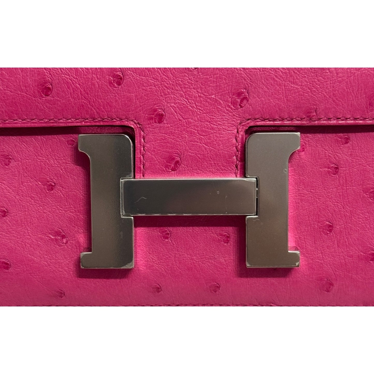 HERMES Constance 18 Mini Rose Tyrien Pink Ostrich Leather Palladium Hardware