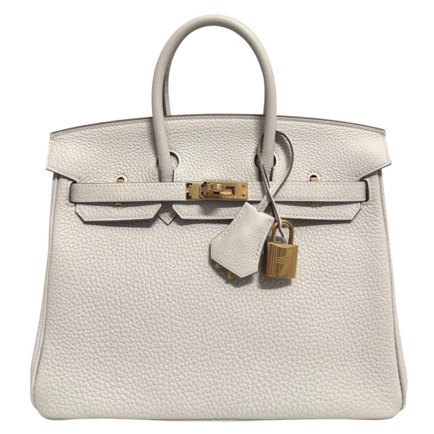 Hermes Birkin 25 Gris Pale Gray Grey Togo Leather Gold Hardware Handbag NEW