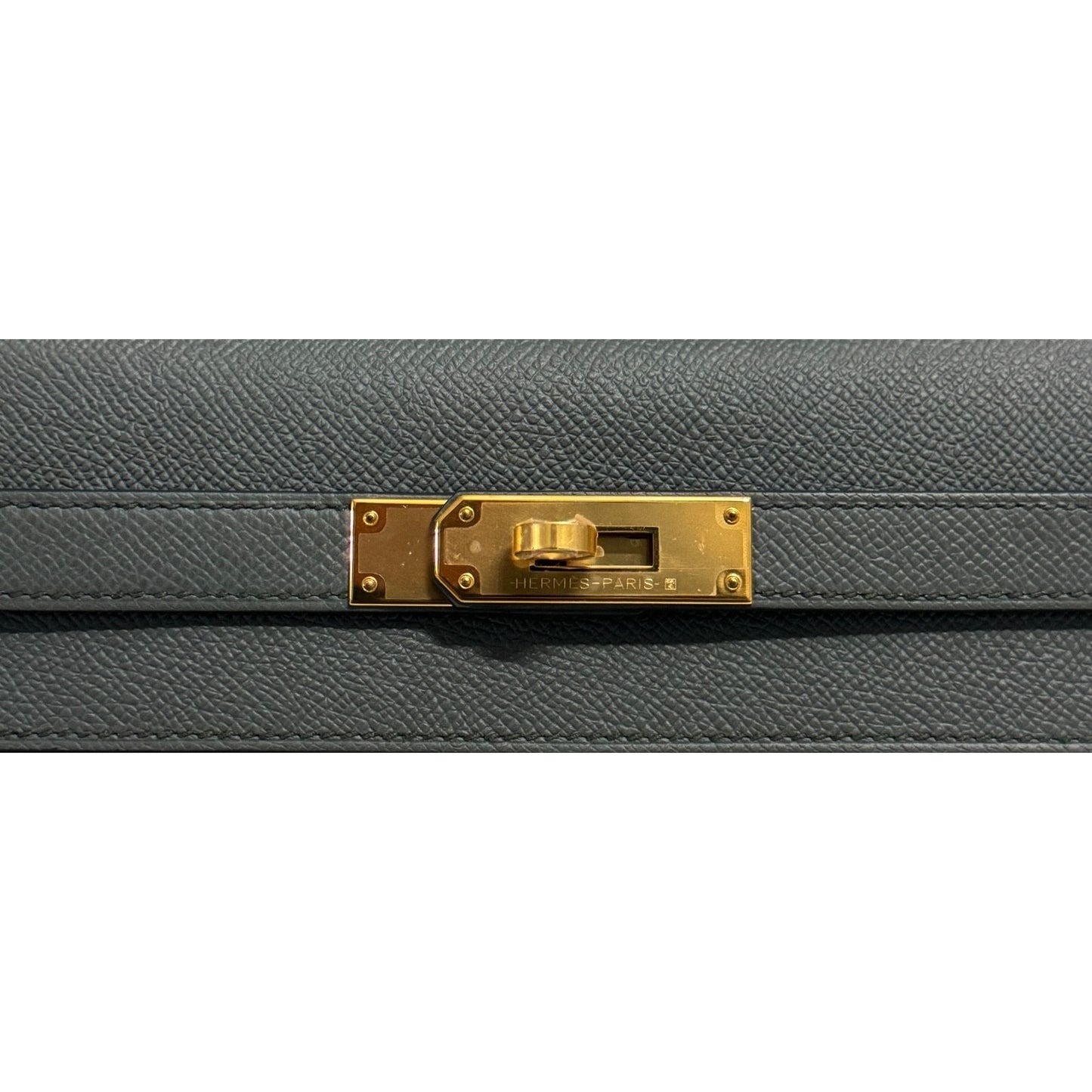 Hermes Kelly 28 Sellier Vert Amande Gray Green Epsom Leather Gold Hardware RARE