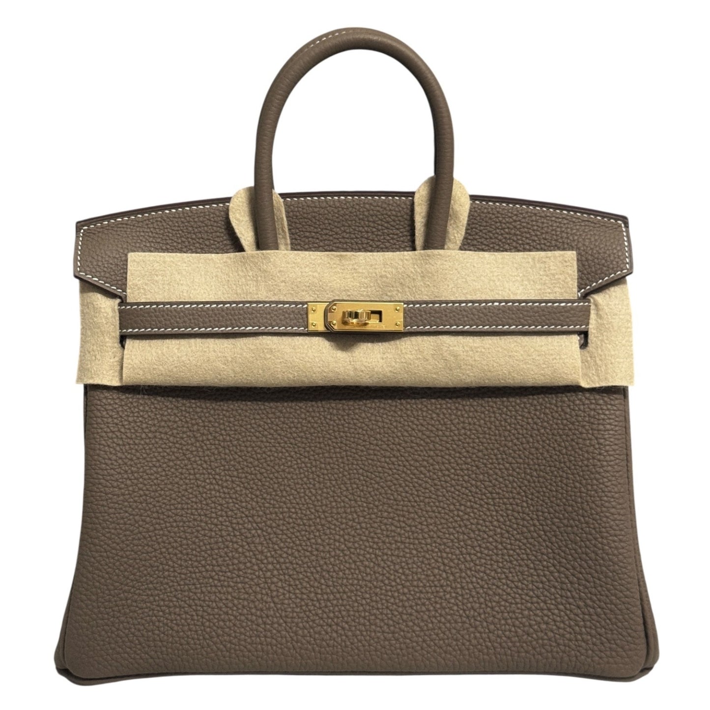 Hermes Birkin 25 Etoupe Gray Togo Leather Gold Hardware Handbag NEW