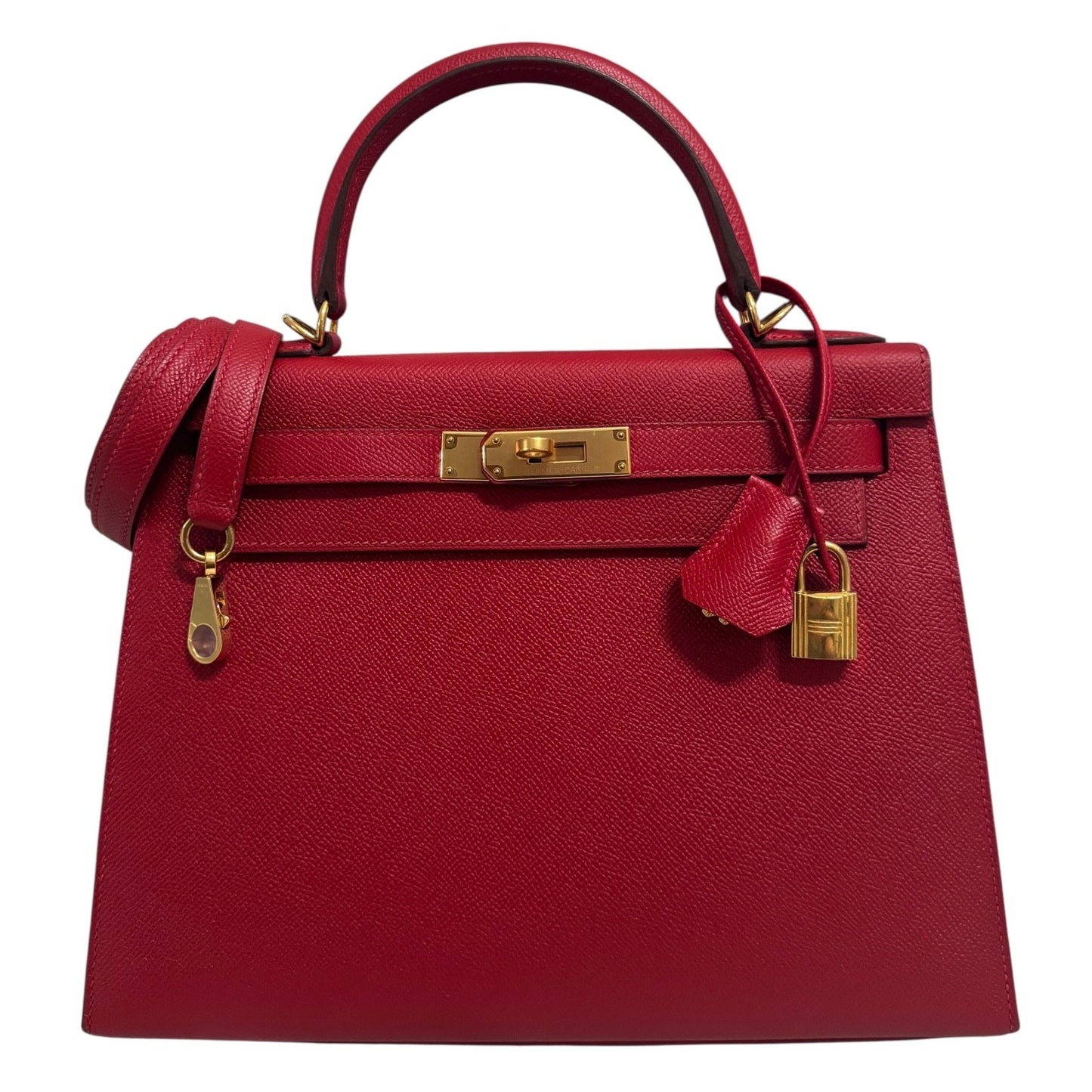 Hermes Kelly 28 Sellier Rouge Casaque Red Epsom Leather Gold Hardware