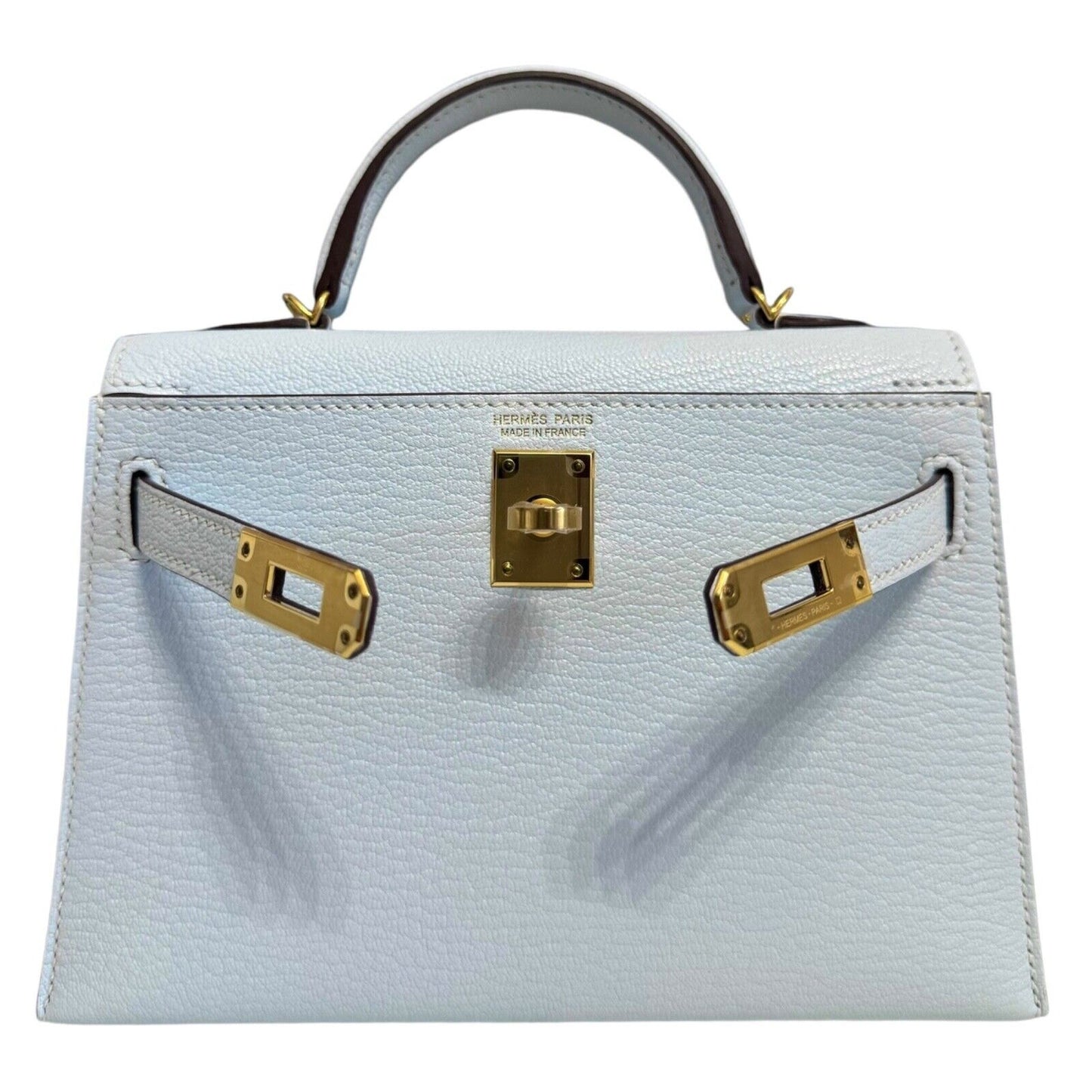 Hermes Kelly Mini 20 Blue Brume Baby Blue Chèvre Palladium Hardware