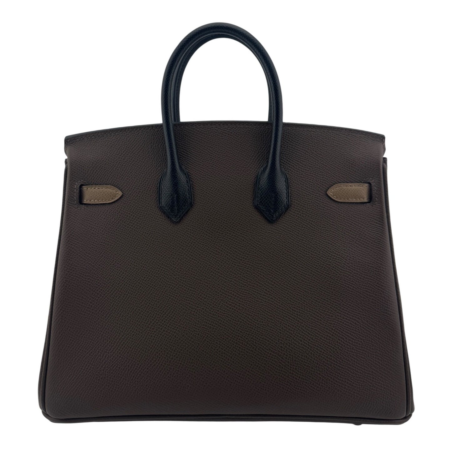 Hermes Birkin 25 Tri Color Ecorce Etoupe Black Epsom Leather Palladium Hardware