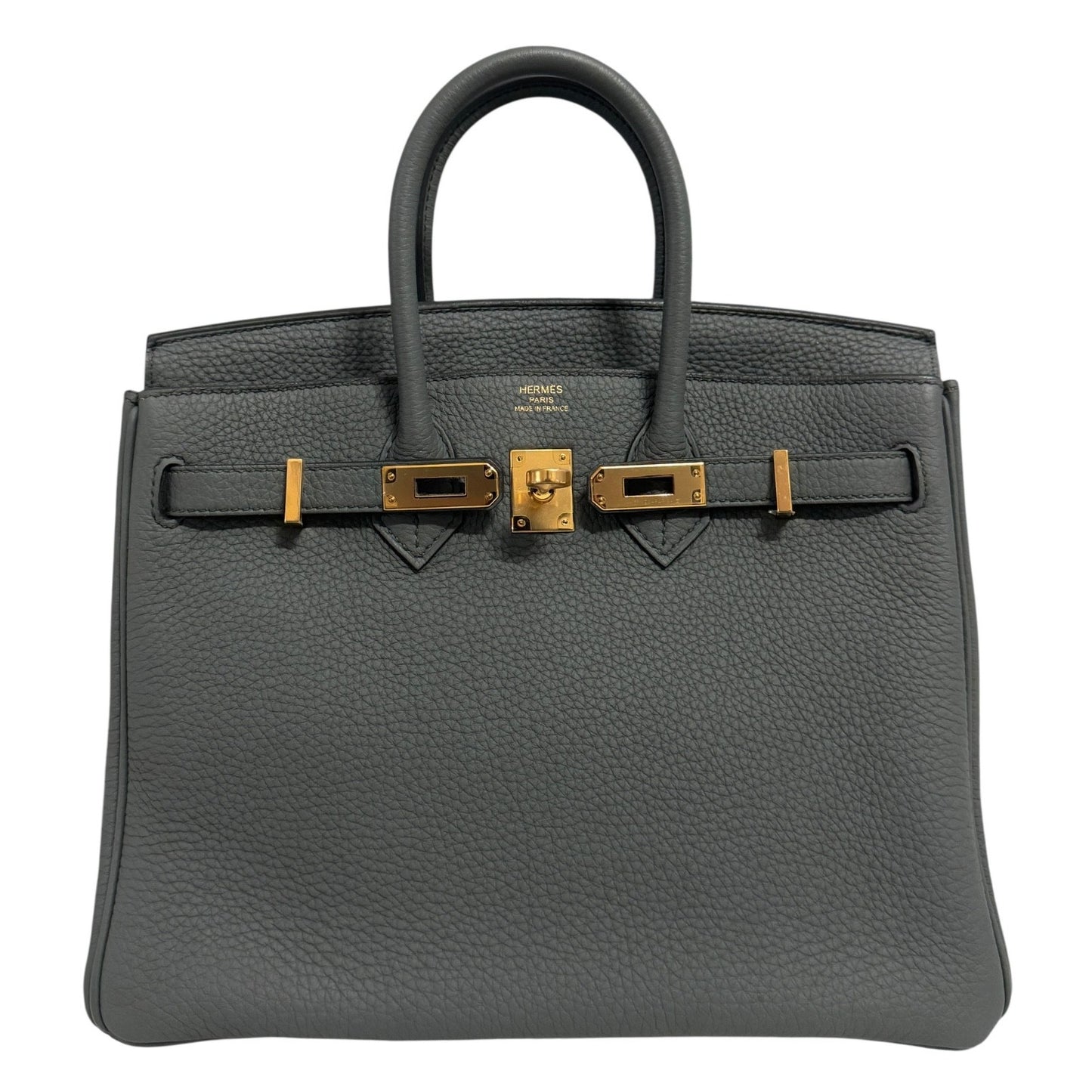 Hermes Birkin 25 Vert Amande Green Gray Togo Leather Gold Hardware Handbag