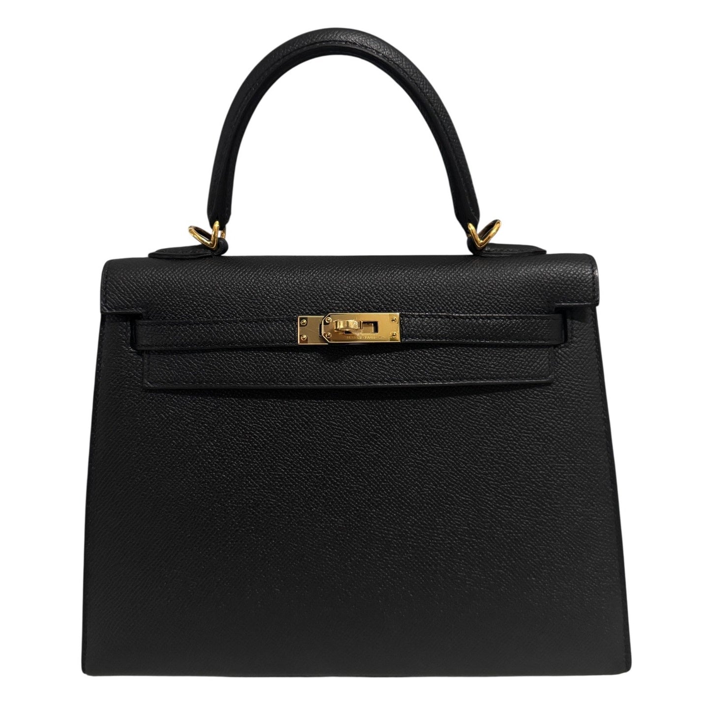 Hermes Kelly 25 Sellier Black Noir Epsom Leather Gold Hardware