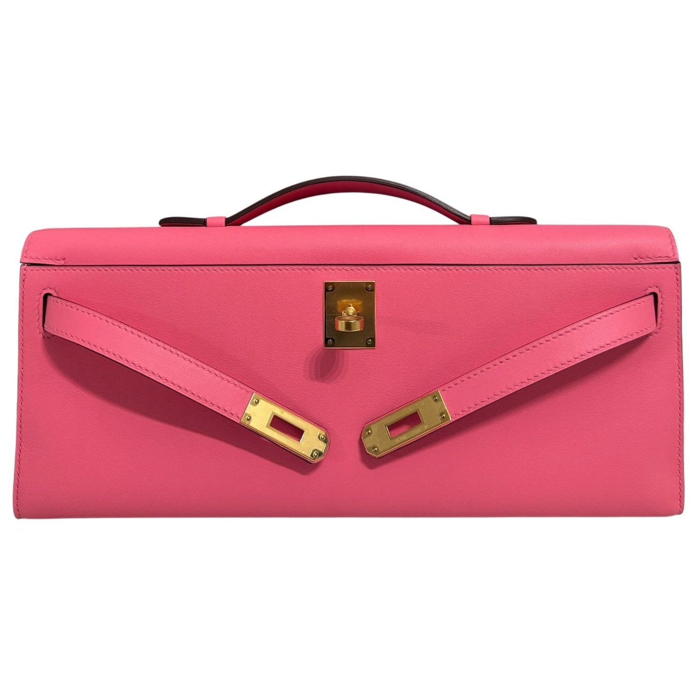 Hermes Kelly Cut Clutch Rose Azalee Azalea Pink Swift Leather Gold Hardware RARE