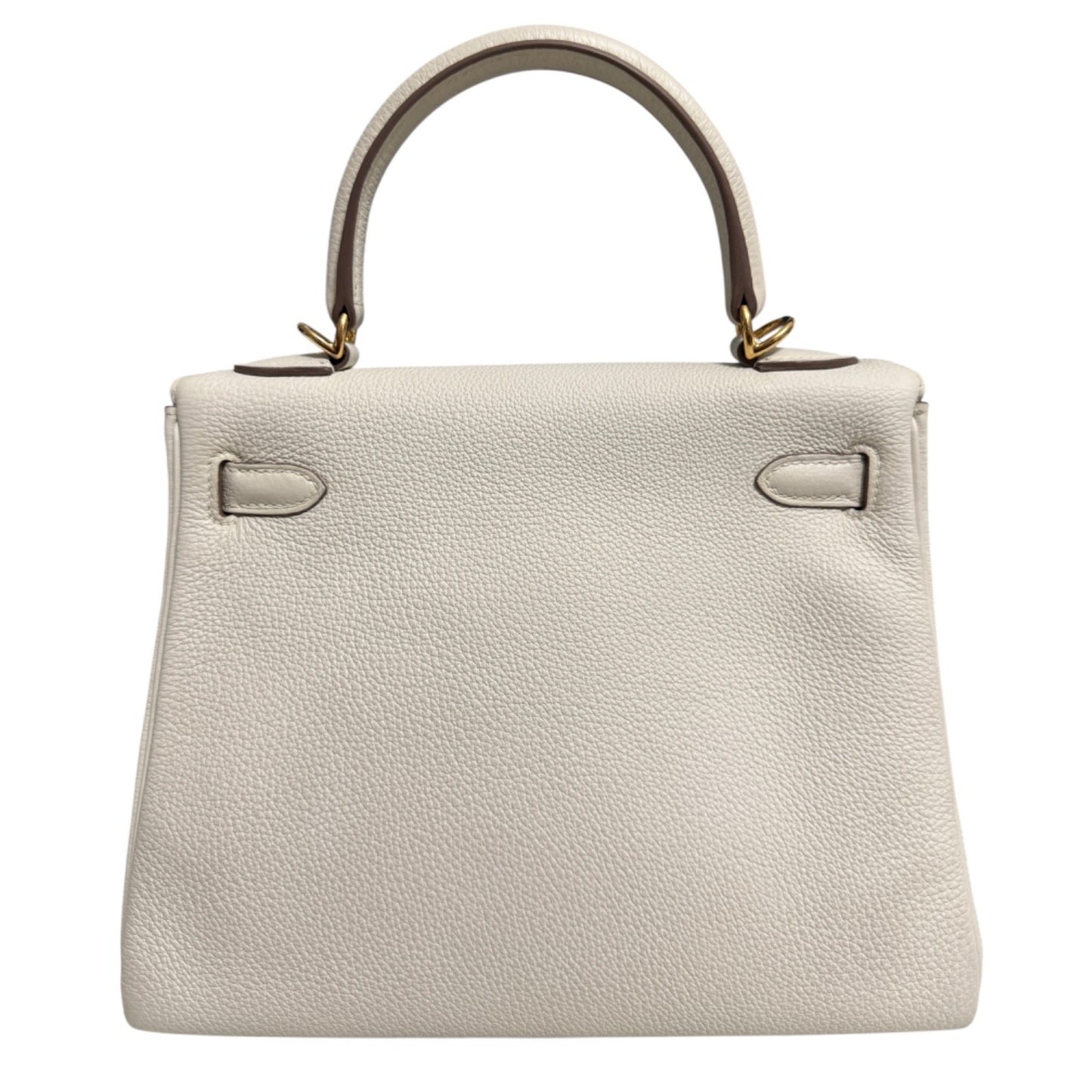 Hermes Kelly 25 Mushroom White Togo Leather Gold Hardware