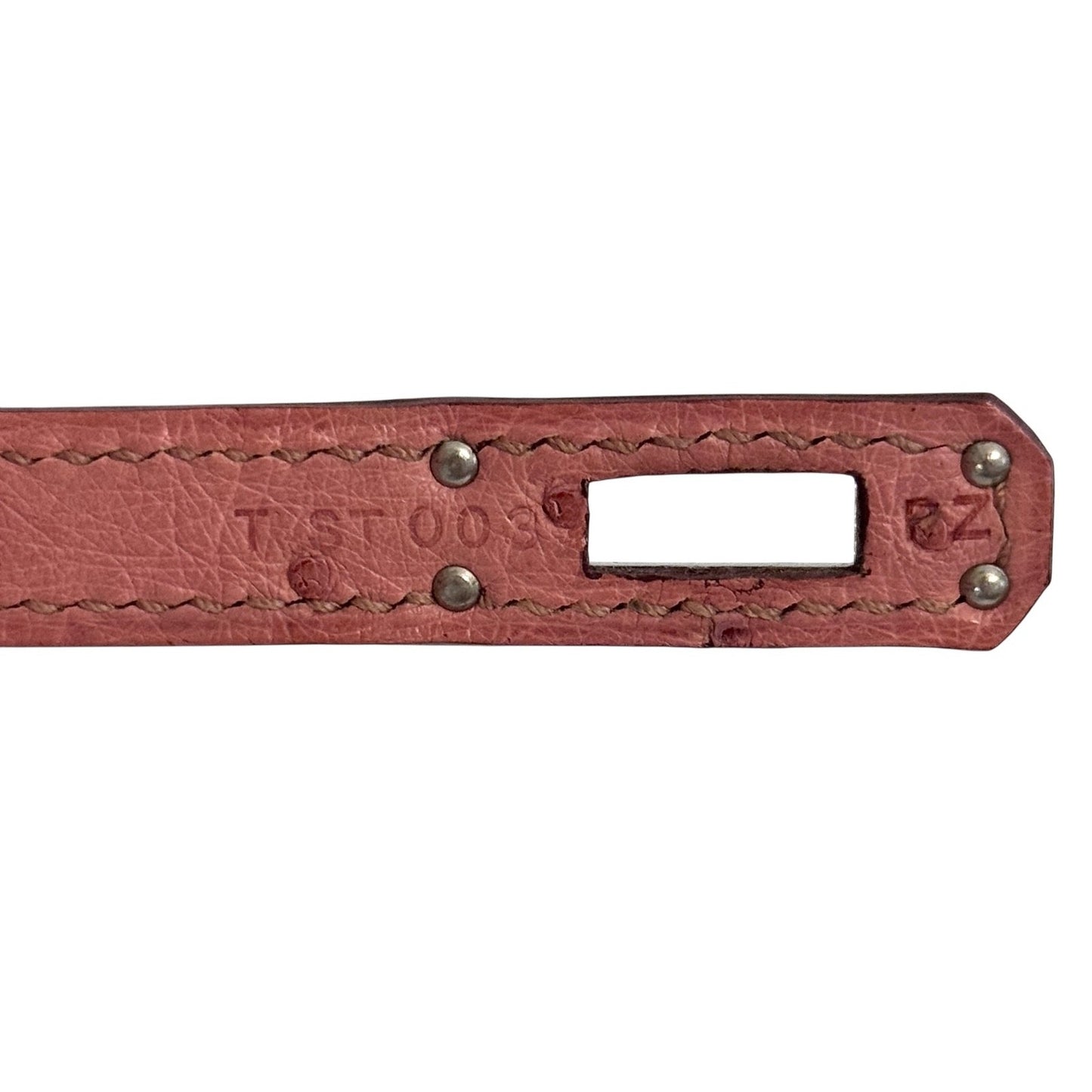 Hermes Kelly Pochette Terre Cuite Pink Ostrich Leather Palladium Hardware