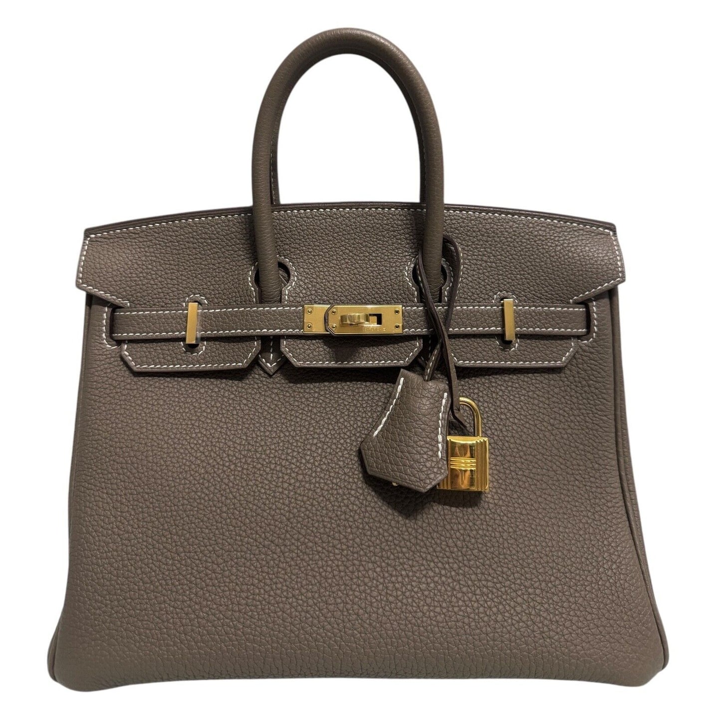Hermes Birkin 25 Etoupe Gray Grey Togo Leather Gold Hardware Handbag