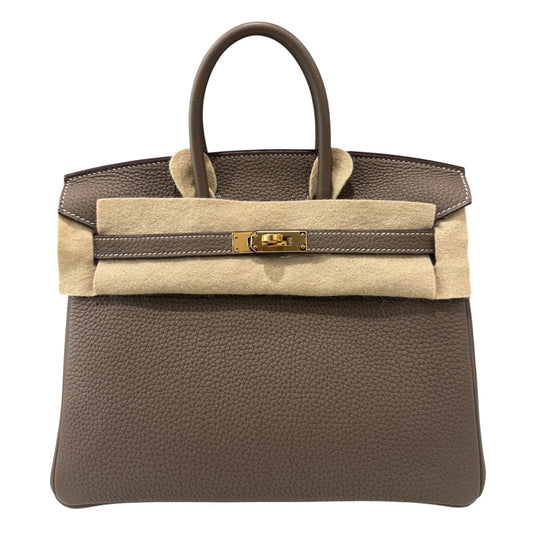 Hermes Birkin 25 Etoupe Gray Togo Leather Gold Hardware Handbag