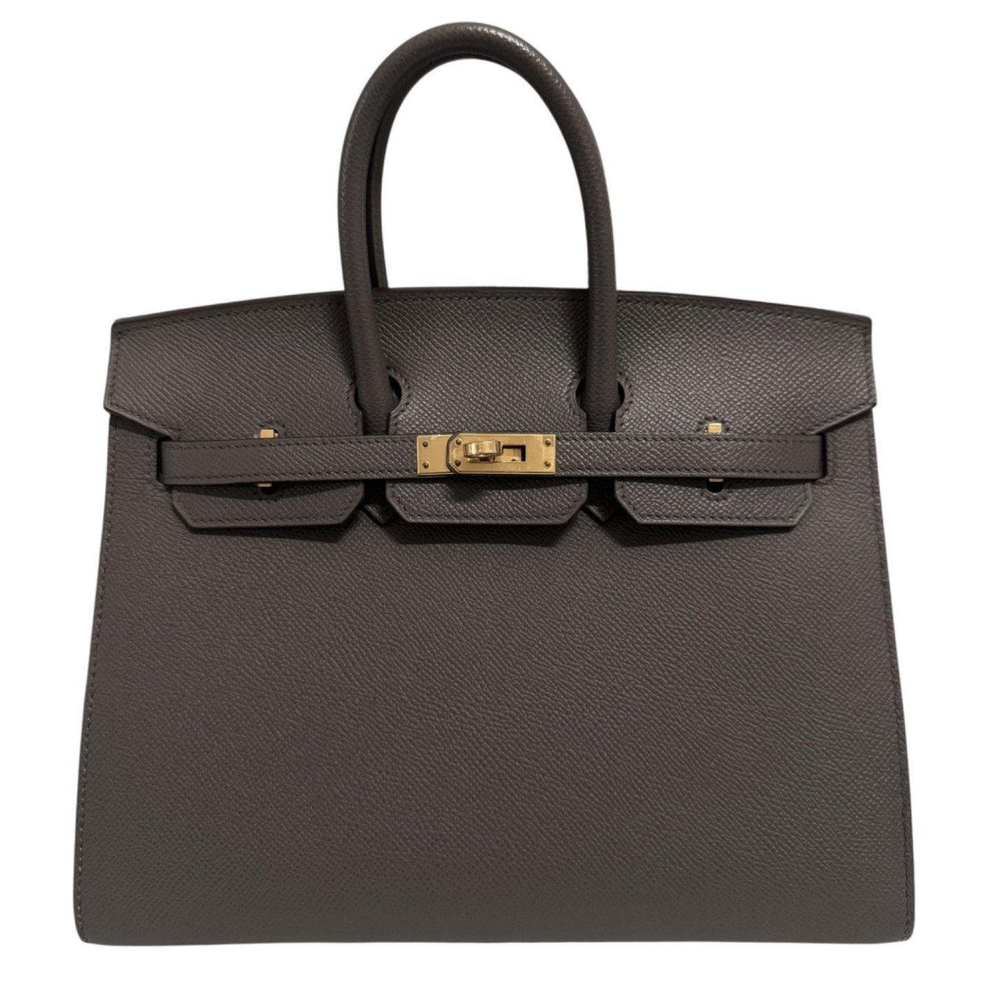 Hermes Birkin 25 Sellier Etain Gray Epsom Leather Gold Hardware