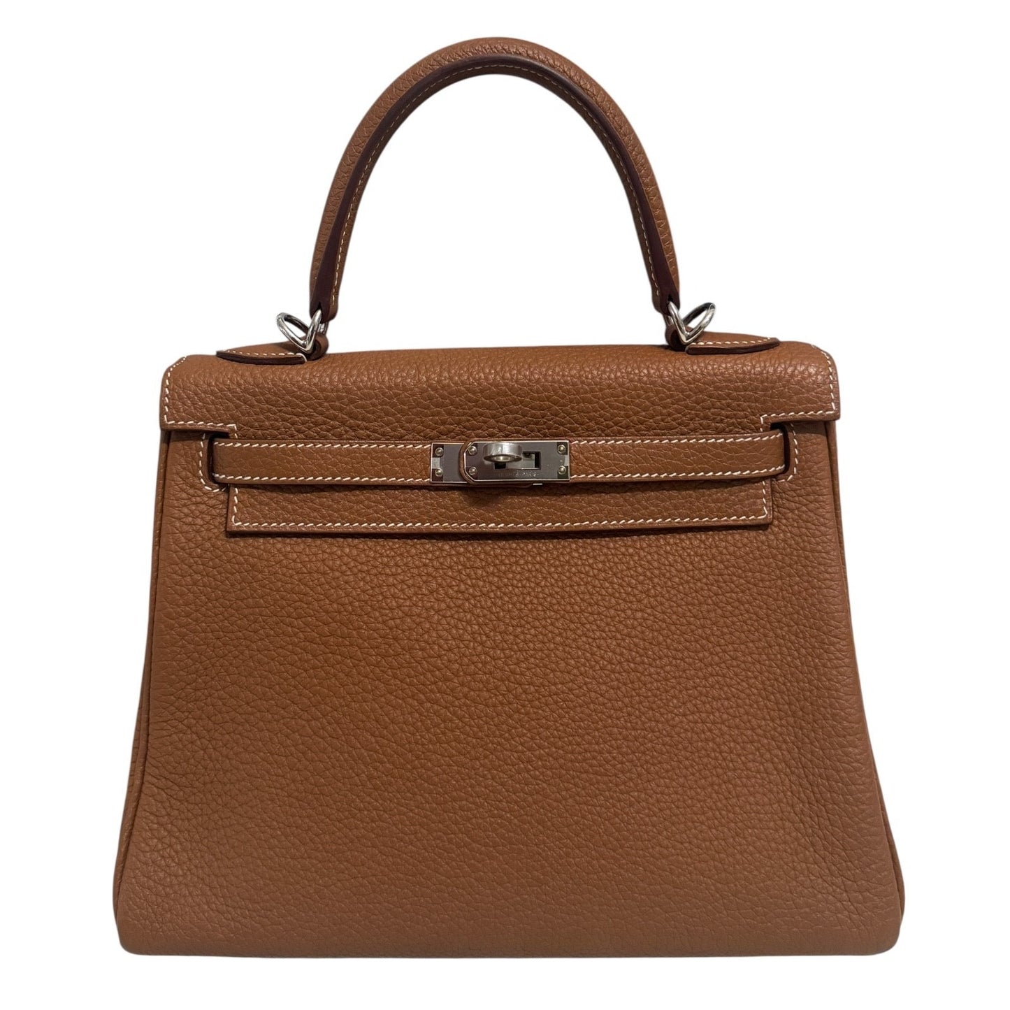 Hermes Kelly 25 Gold Tan Camel Togo Leather Palladium Hardware Shoulder Bag