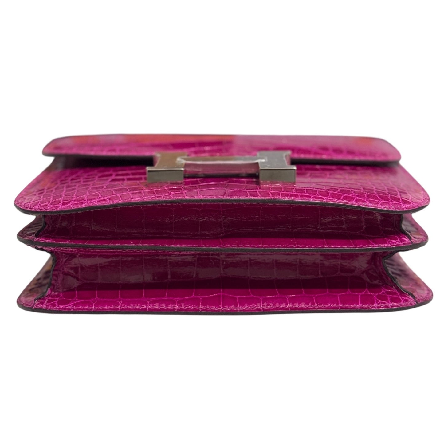 Hermès Constance 18 Mini Rose Scheherazade Shiny Alligator Palladium Hardware