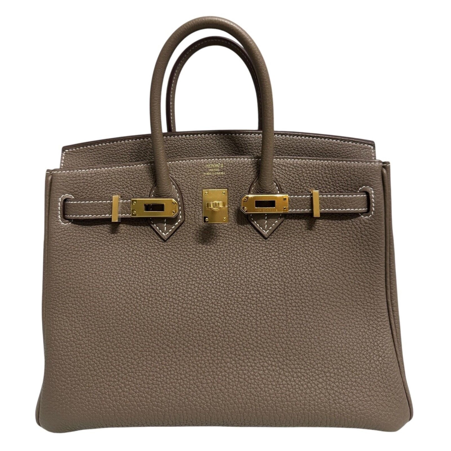 Hermes Birkin 25 Etoupe Gray Grey Togo Leather Gold Hardware Handbag