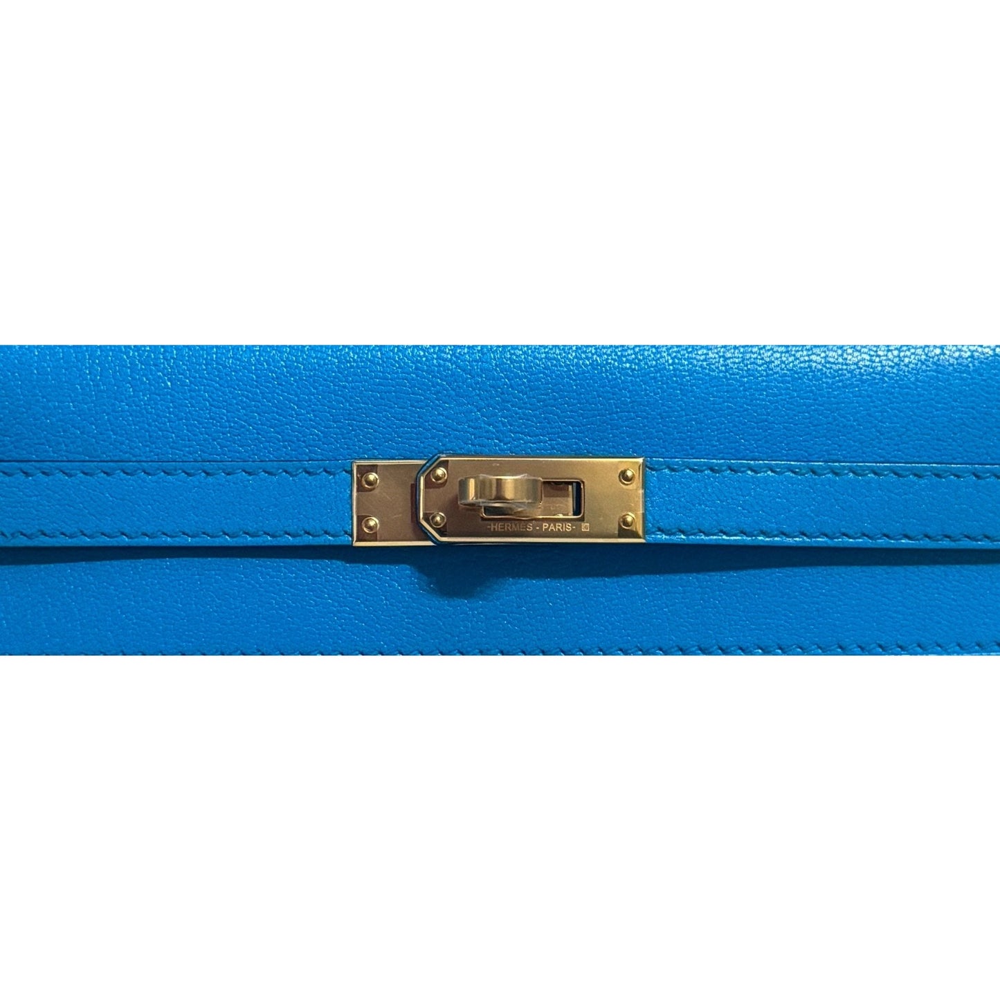 Hermes Kelly 25 Sellier Blue Frida Bleu Chevre Chamkila Leather Gold Hardware