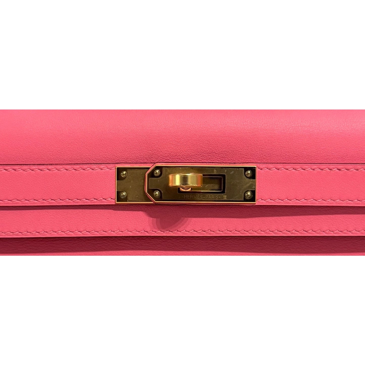 Hermes Kelly Cut Clutch Rose Azalee Azalea Pink Swift Leather Gold Hardware RARE