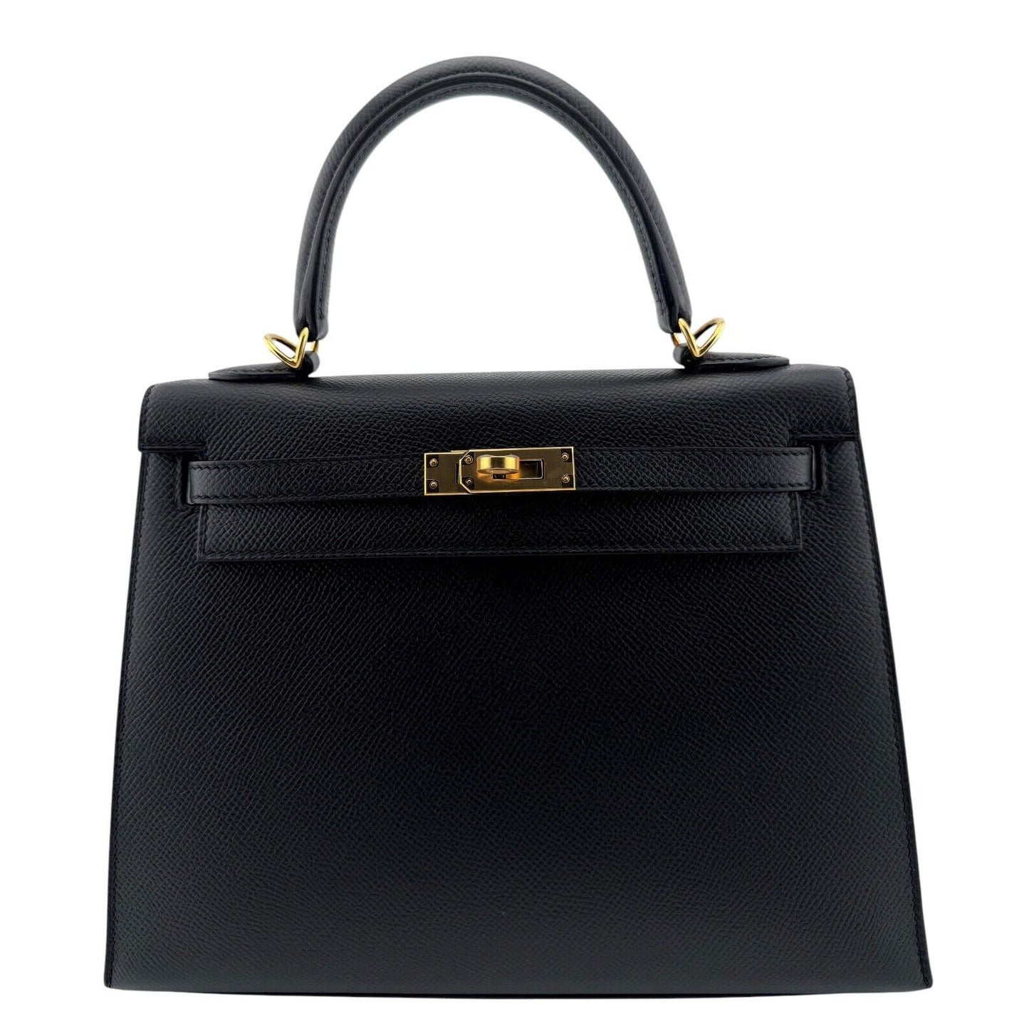 Hermes Kelly 25 Sellier Special Order Black Noir Epsom Gold Hardware