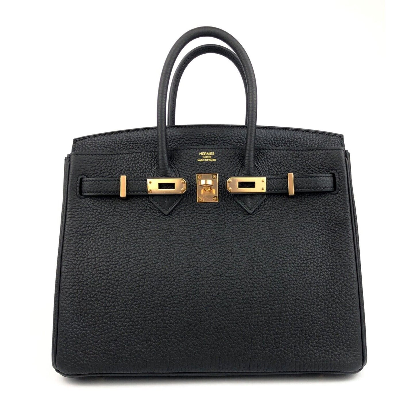 Hermes Birkin 25 Black Noir Togo Leather Rose Gold Hardware