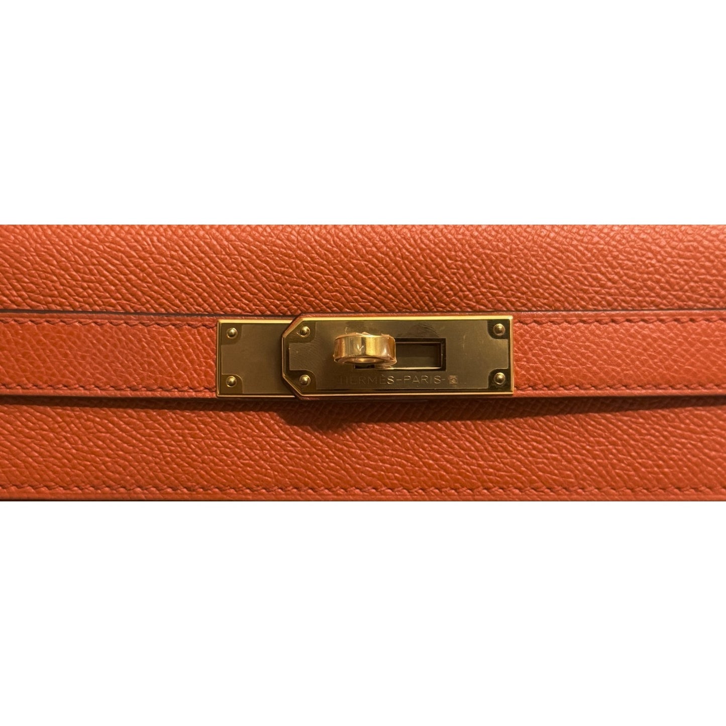 Hermes Kelly 28 Sellier Terre Battue Orange Epsom Leather Gold Hardware