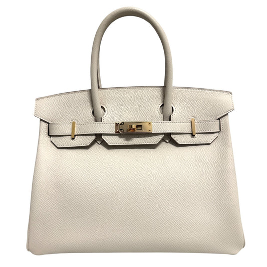 Hermes Birkin 30 Craie White Epsom Leather Gold Hardware Handbag