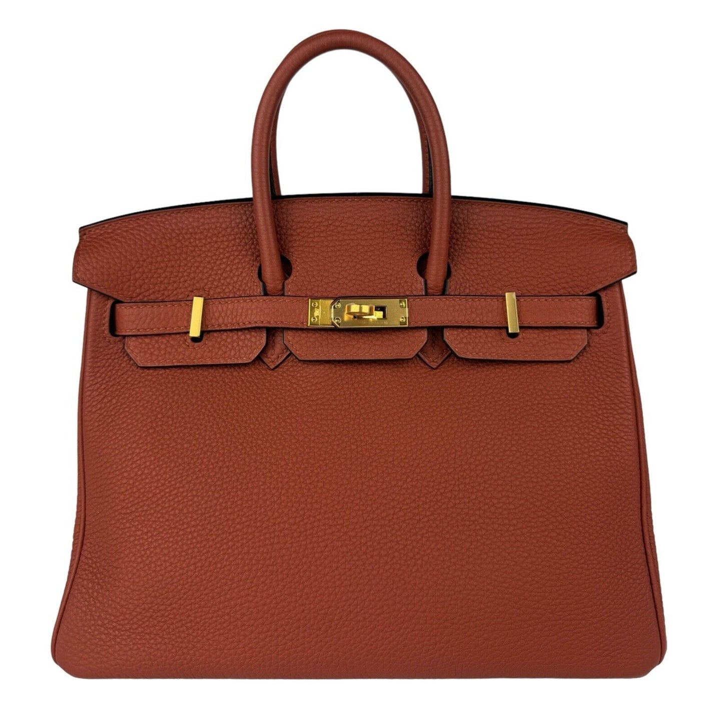 Hermes Birkin 25 Cuivre Burnt OrangeTogo Leather Handbag Bag Gold Hardware