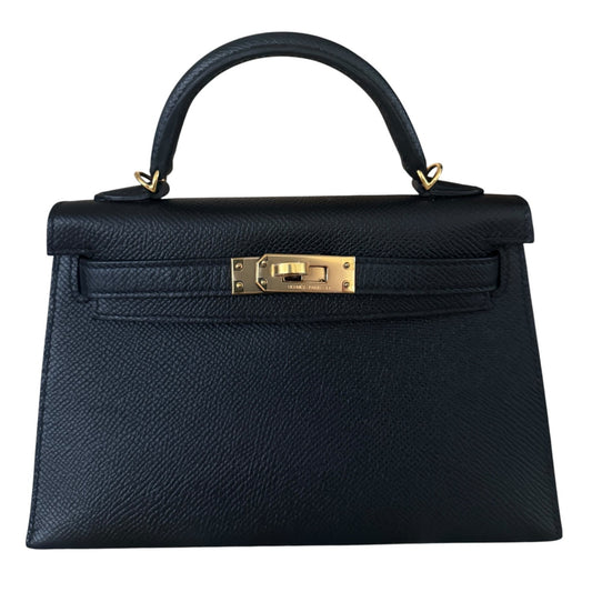 Hermes Kelly Mini 20 Black Noir Epsom Leather Gold Hardware