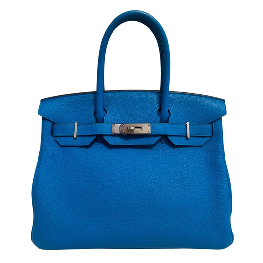 Hermes Birkin 30 Verso Blue Zanzibar Malachite Togo Leather Palladium Hardware