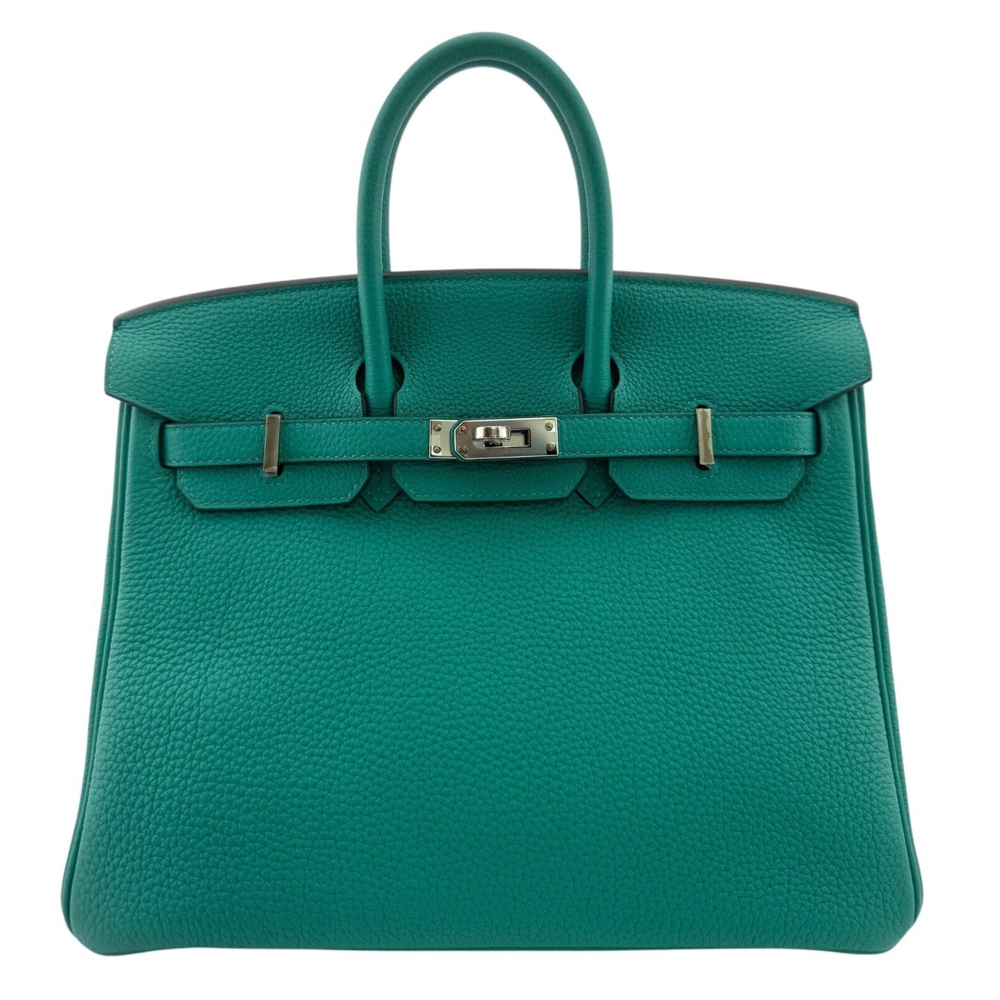 Hermes Birkin 25 Vert Verone Green Togo Leather Palladium Hardware Handbag RARE