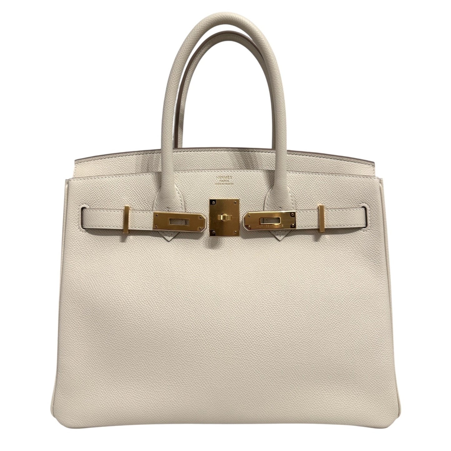 Hermes Birkin 30 Craie White Epsom Leather Gold Hardware Handbag