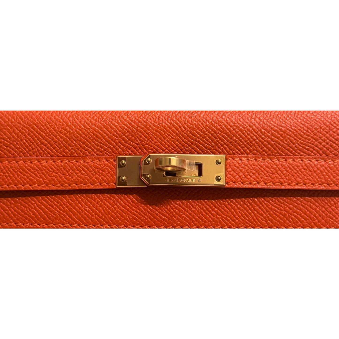 Hermes Kelly 25 Sellier Feu Orange Epsom Leather Gold Hardware