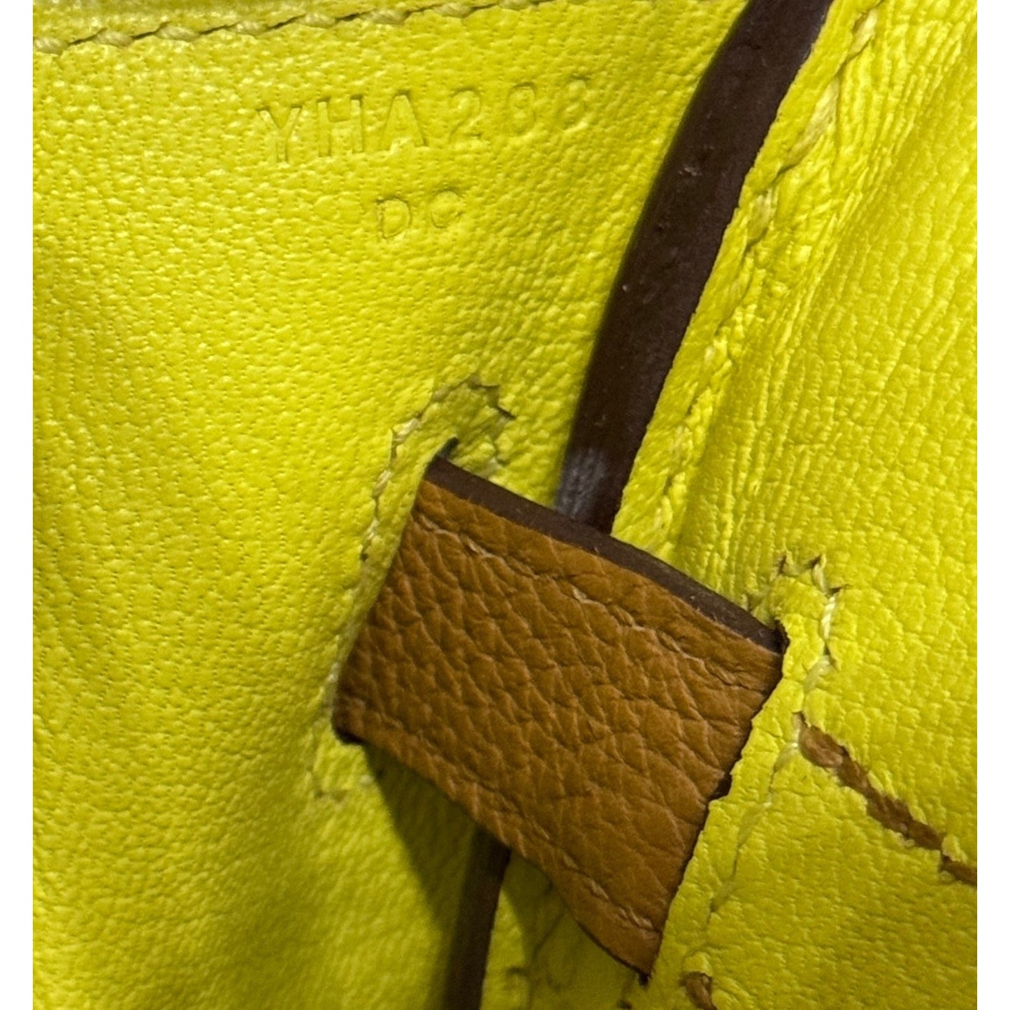 Hermes Birkin 30 Verso Caramel Tan Togo Lime Yellow Leather Palladium Hardware