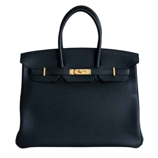Hermes Birkin 35 Black Noir Togo Leather Gold Hardware RARE