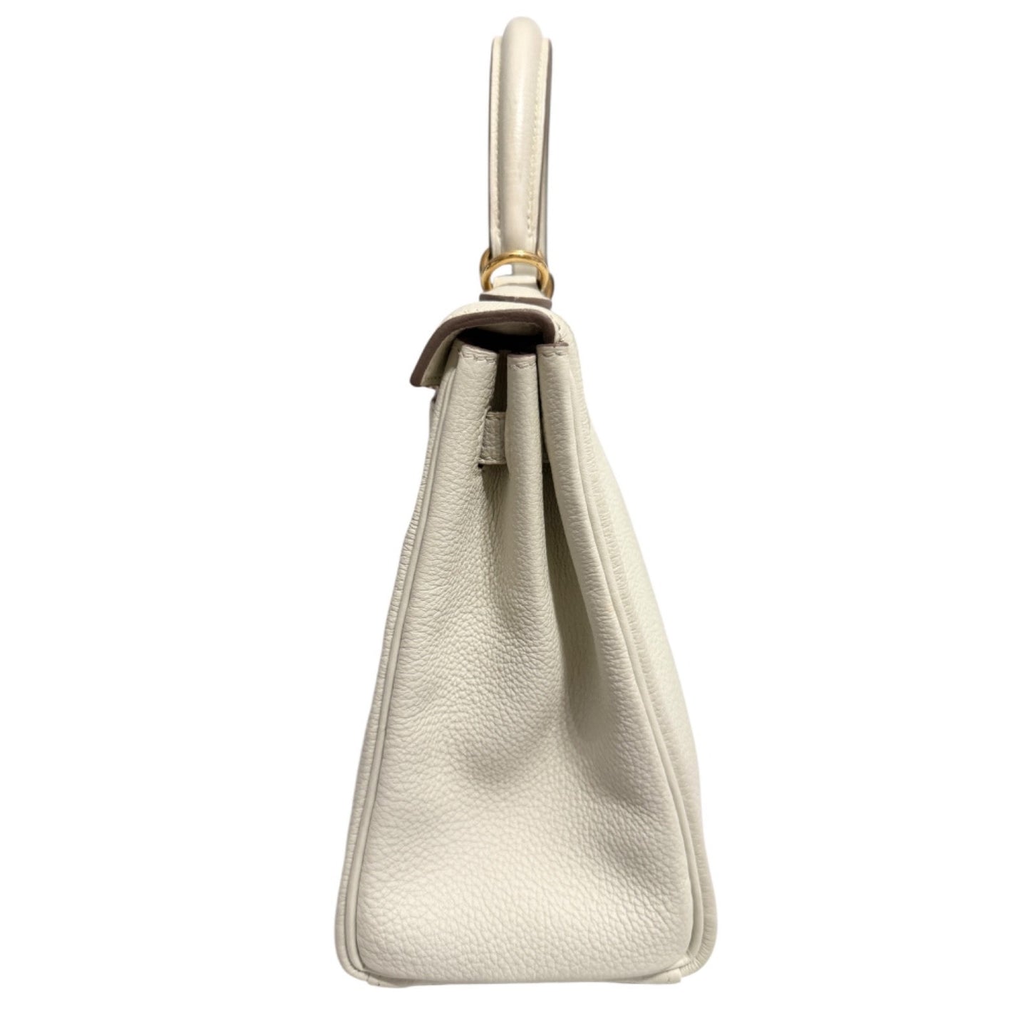 Hermes Kelly 25 Mushroom White Togo Leather Gold Hardware