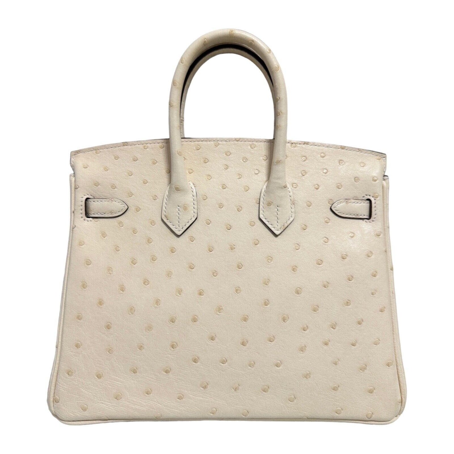 Hermes Birkin 25 Ostrich Nata White Beige Leather Gold Hardware