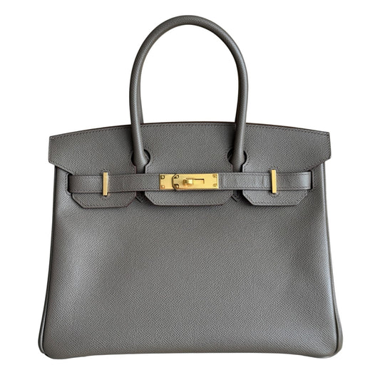 Hermes Birkin 30 Gris Etain Gray Epsom Leather Gold Hardware