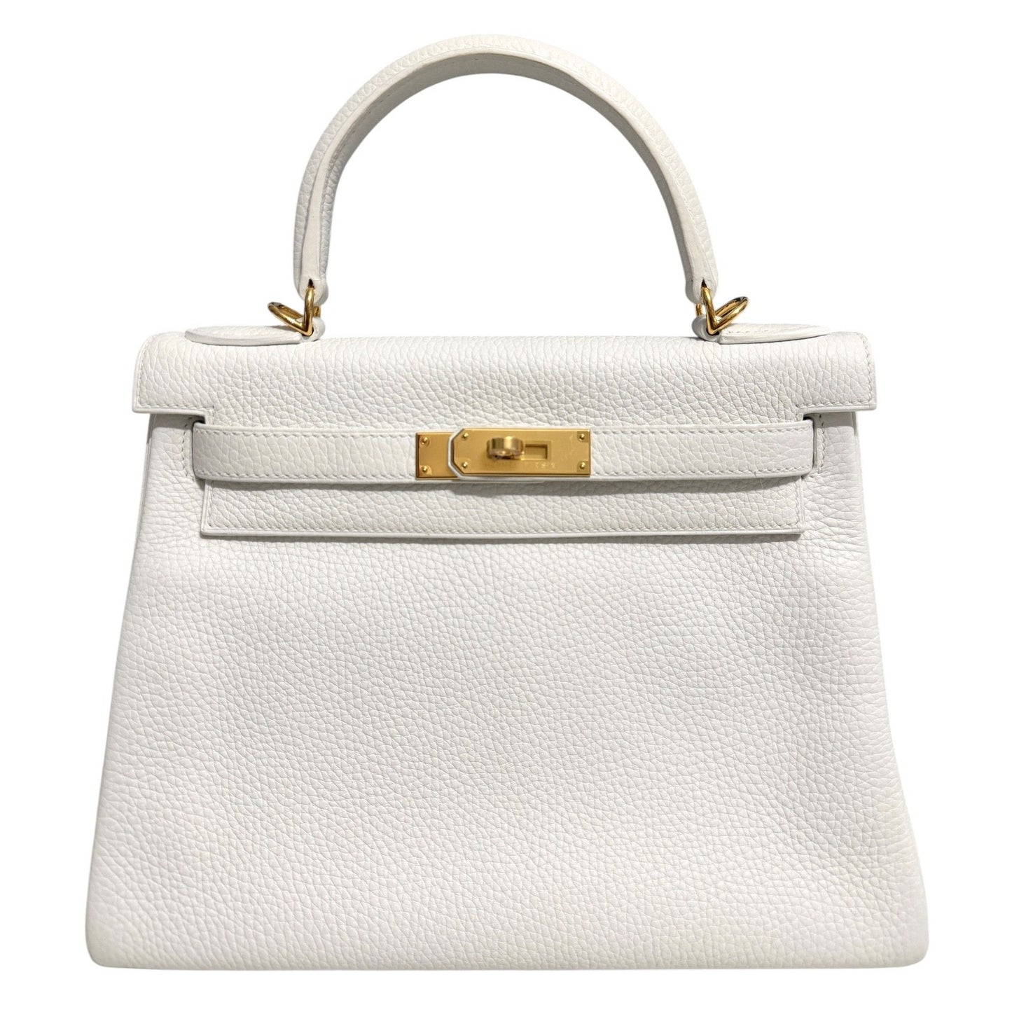 Hermes Kelly 28 White Blanc Togo Leather Gold Hardware RARE