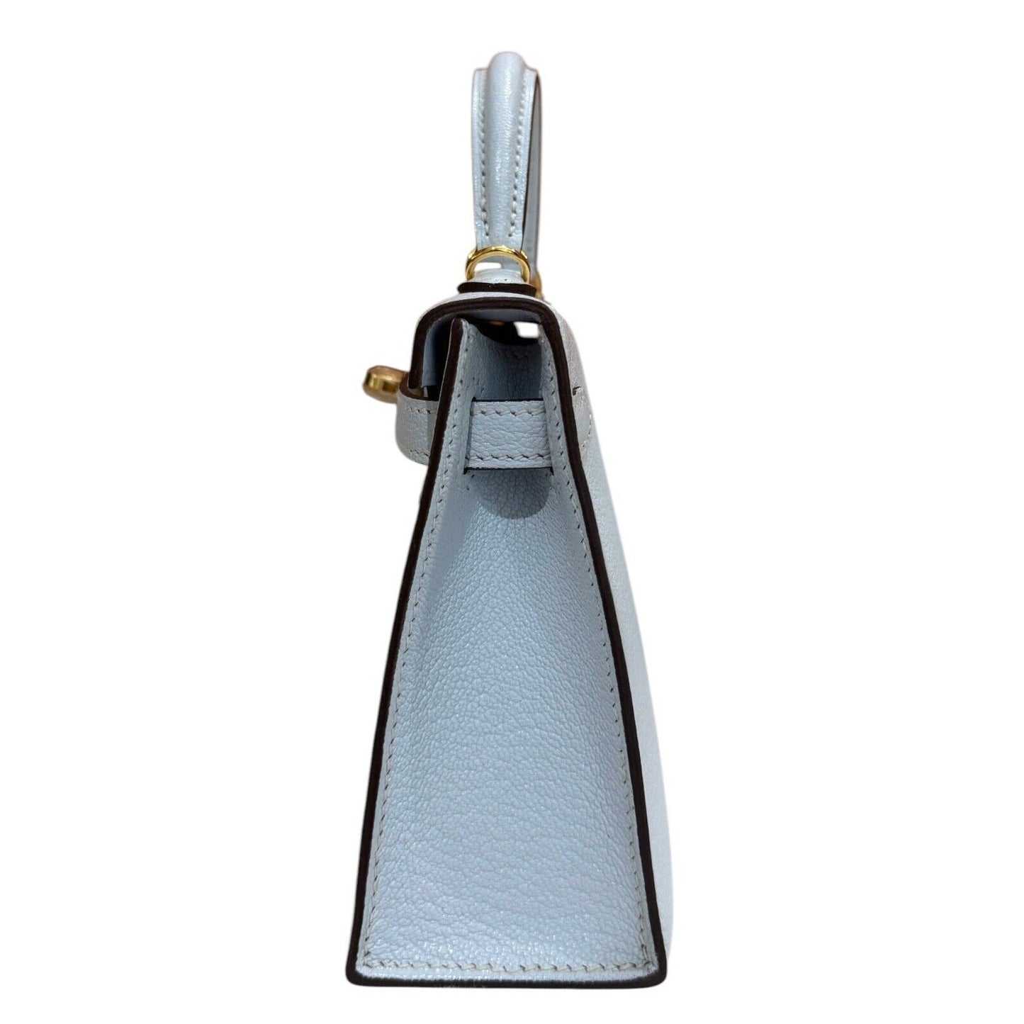Hermes Kelly Mini 20 Bleu Blue Brume Baby Blue Chèvre Leather Gold Hardware RARE